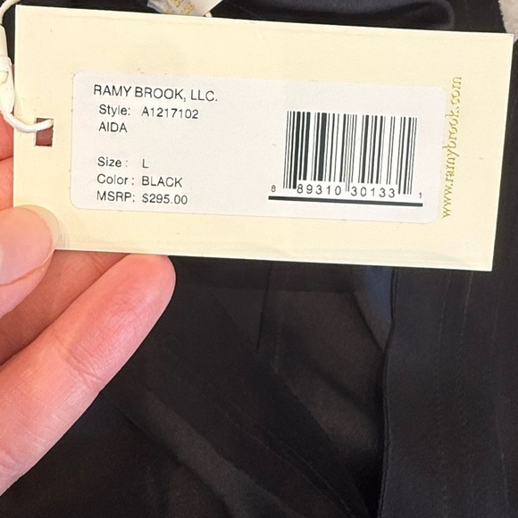 Ramy Brook Aida Silk Wrap Tank Black Sleeveless Blouse BNWT Size L $295 - Picture 2 of 9